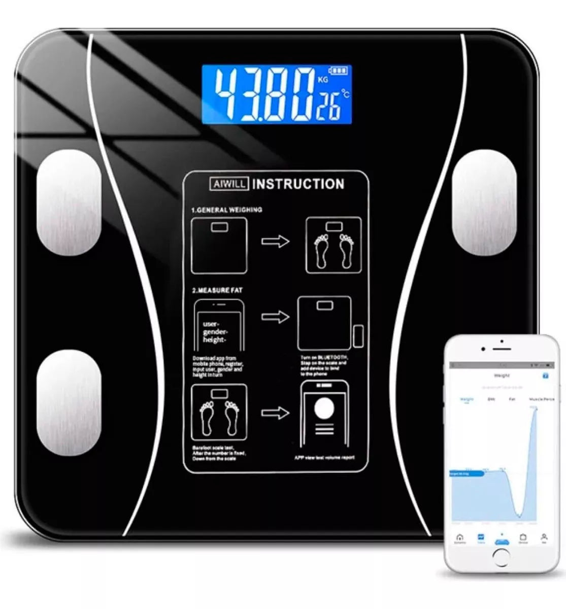 Balança Digital de Bioimpedância Bluetooth Profissional